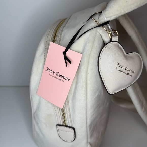 New Juicy Couture Velvet Mini Gray Rhinestone Logo Angel Backpack Heart Puff Tag main image 6
